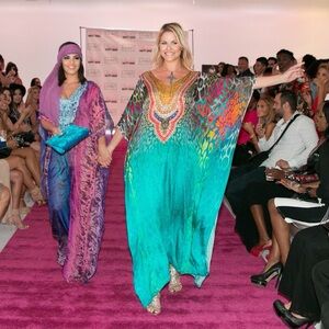 Shimmery Embellished Animal Print Kaftan